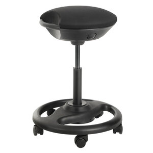 Tabouret de travail dynamique chaise de bureau pivotante ergonomique avec roulettes siège extra large inclinaison à 10° hauteur réglable rembourrage épais noir 12_0001457