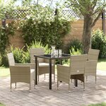 vidaXL Ensemble de Salle à Manger de Jardin 5 Pièces Beige en Rattan Polyéthylène
