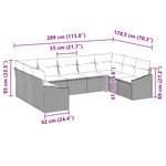 vidaXL Ensemble de Canapés avec coussin 9 Pièces Marron polyrotin