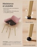 Chaise de salle à manger lot de 4 fauteuil siège rembourrée avec accoudoirs largeur d’assise 49 cm pieds en métal revêtement en velours charge 110 kg pour salon chambre rose 12_0004916