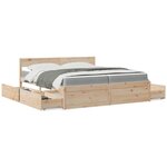 vidaXL Lit avec tiroirs et matelas 200x200 cm bois massif de pin