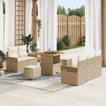 vidaXL Ensemble de canapé de jardin 8 Pièces Beige polyrotin
