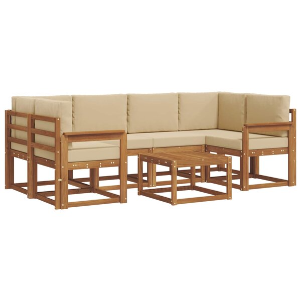 vidaXL Ensemble de canapés d'extérieur 7 pc Naturel et Beige