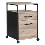Caisson de bureau 2 tiroirs placard de rangement mobile avec roulettes emplacement ouvert style industriel 66 cm grège et noir 12_0001502