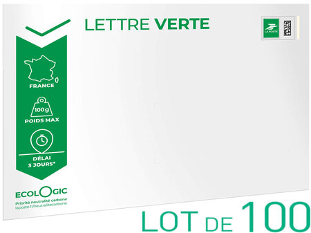 Prêt-à-Poster - Lettre Verte - 100g - Format C5 - Enveloppe en lot de 100