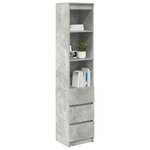 vidaXL Buffet haut gris béton 37 5x35x180 cm bois d'ingénierie