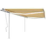 vidaXL Auvent manuel rétractable avec LED 4 5x3 5 m Jaune et blanc