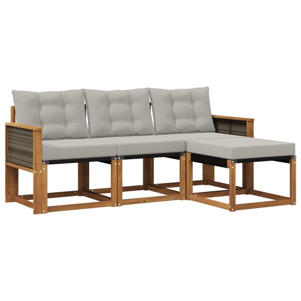 vidaXL Ensemble de canapés d'extérieur 4 pc Naturel et gris clair