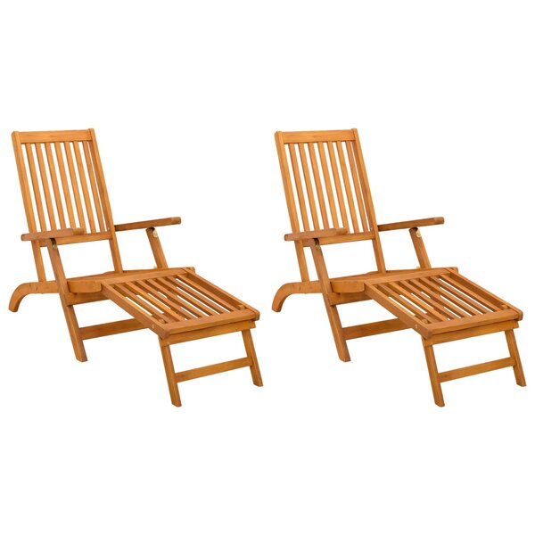 vidaXL Chaise longue inclinable et pliable 2 pc Bois d'Acacia Massif