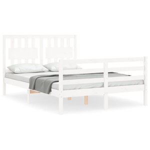 vidaXL Cadre de lit sans matelas blanc 140x190 cm bois massif