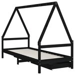 vidaXL Cadre de lit d'enfants tiroirs noir 90x190cm bois de pin massif
