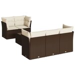 vidaXL Salon de jardin avec coussins 6 Pièces marron résine tressée