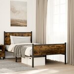 vidaXL Cadre de lit en métal sans matelas chêne fumé 100x200 cm