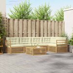 vidaXL Ensemble de canapés d'extérieur 6 pc Blanc et crème Polyester