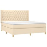 vidaXL Sommier à lattes de lit avec matelas Crème 160x200 cm Tissu