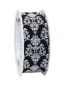 Ruban ornamenté laitonné brixen 20-m-rouleau 40 mm noir/blanc