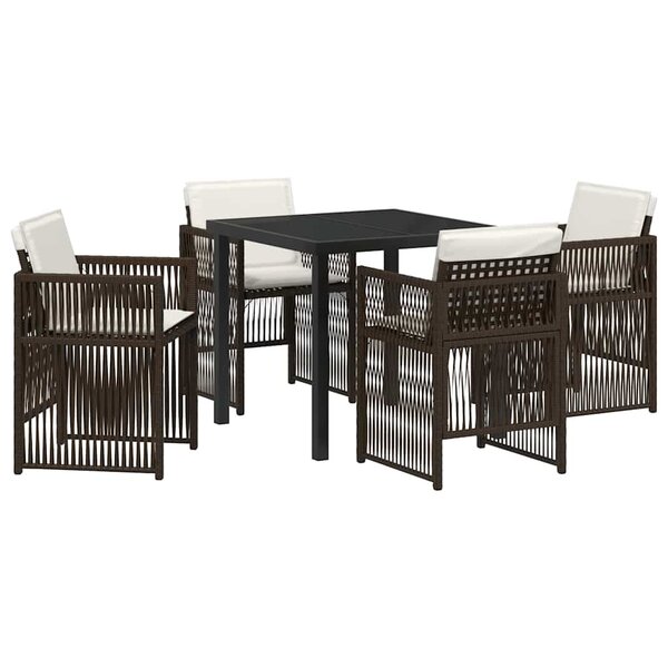 vidaXL Ensemble de salle à manger pour jardin 5 Pièces Marron Poly rotin