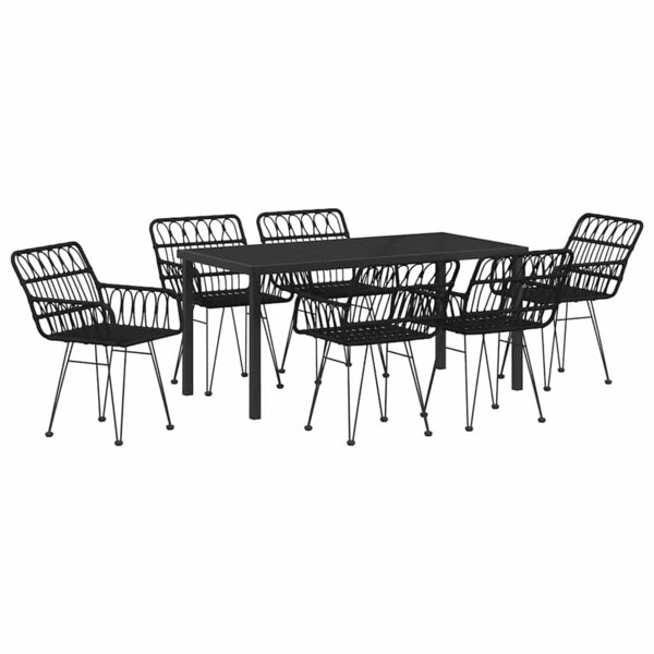 vidaXL Ensemble de salle à manger pour jardin 7 Pièces Noir