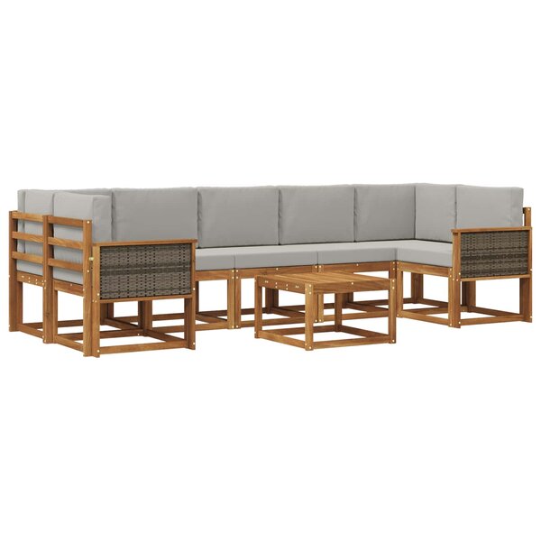 vidaXL Ensemble de canapés d'extérieur 6 pc Naturel et gris clair