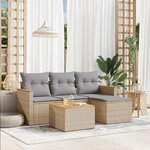 vidaXL Salon de jardin avec coussins 5Pièces mélange beige résine tressée