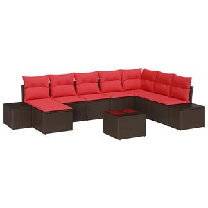 vidaXL Ensemble de canapé de jardin 9 Pièces Marron polyrotin