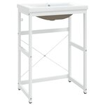 vidaXL Cadre de lavabo de salle de bain vasque à encastrer Blanc Fer