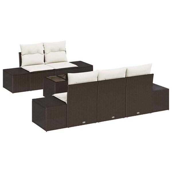 vidaXL Ensemble de canapé de jardin avec coussin 6 Pièces Marron et Crème
