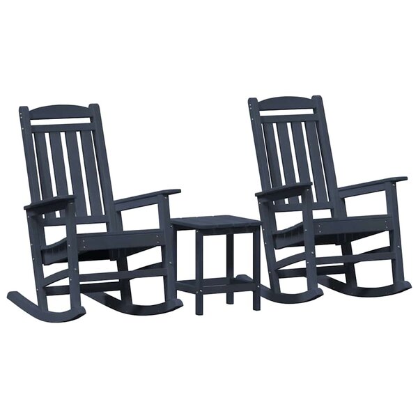 vidaXL Chaise à bascule 3 pc Bleu marine Polyéthylène
