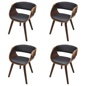 vidaXL Chaises à manger lot de 4 marron bois courbé et similicuir