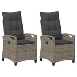 vidaXL Chaise de jardin 2 pc Gris et Gris foncé Acier et Polyester