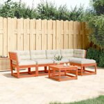 vidaXL Salon de jardin 5 Pièces avec coussins cire marron bois pin massif