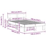 vidaXL Cadre de lit avec tête de lit Brun cire 135 x 190 cm Pin massif