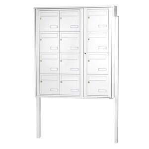 Bloc collectif Leabox  3x4  grade 3  simple face  extérieur  fixation sur pieds à sceller  blanc neige  ral 9016 finition brillante