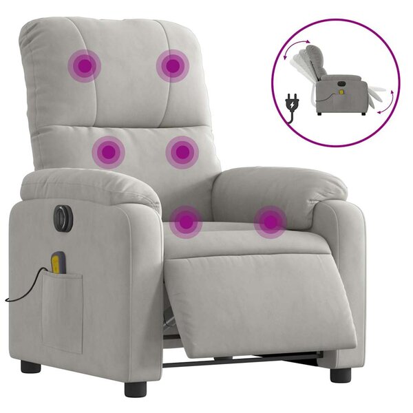 vidaXL Fauteuil inclinable de massage électrique gris clair