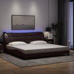vidaXL Cadre de lit avec LED sans matelas Hvar marron foncé 200x200cm tissu