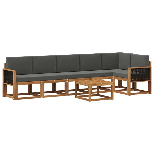 vidaXL Ensemble de canapés d'extérieur 7 pc Naturel et Anthracite