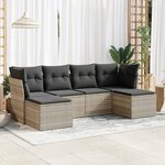 vidaXL Salon de jardin 6 Pièces avec coussins gris clair résine tressée