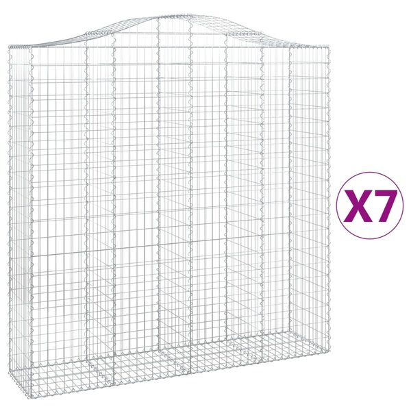 vidaXL Paniers à gabions arqués 7 Pièces 200x50x200/220 cm Fer galvanisé