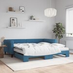 vidaXL Lit de jour avec lit gigogne et matelas bleu 100x200 cm velours