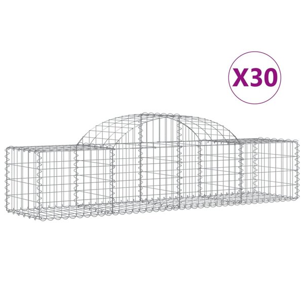 vidaXL Paniers à gabions arqués 30 Pièces 200x50x40/60 cm fer galvanisé
