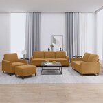 vidaXL Ensemble de canapés 4 Pièces avec coussins Marron Velours