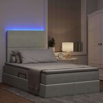 vidaXL Lit de rangement LED avec matelas Gris clair 120 x 190 cm