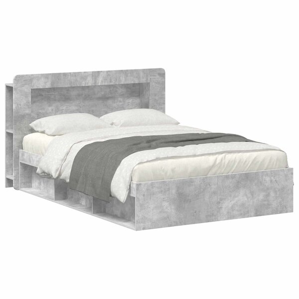 vidaXL Cadre de lit avec rangement Gris béton 140 x 200 cm
