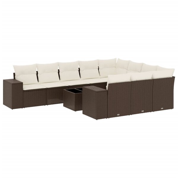 vidaXL Salon de jardin et coussins 11 Pièces marron résine tressée