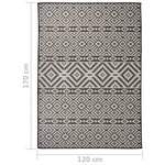 vidaXL Tapis à tissage plat d'extérieur 120x170 cm Rayures noires