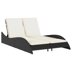 vidaXL Chaise longue avec coussins noir 114x205x73 cm résine tressée