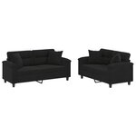 vidaXL Ensemble de canapés 2 Pièces avec coussins Noir Tissu microfibre