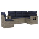 vidaXL Salon de jardin 5 Pièces avec coussins gris résine tressée