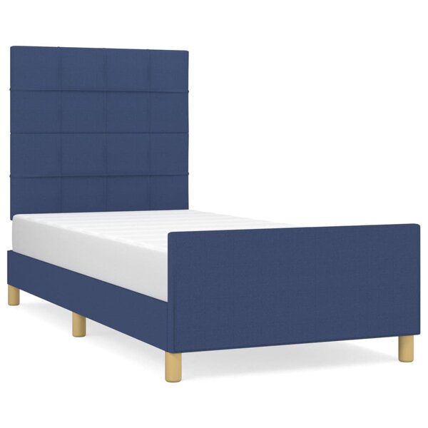 vidaXL Cadre de lit avec tête de lit Bleu 100 x 200 cm Tissu