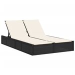 vidaXL Chaise longue double avec coussins noir résine tressée